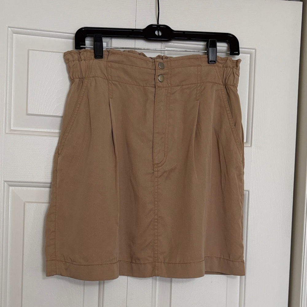 LOFT Tan Paperbag Waist Mini Skirt